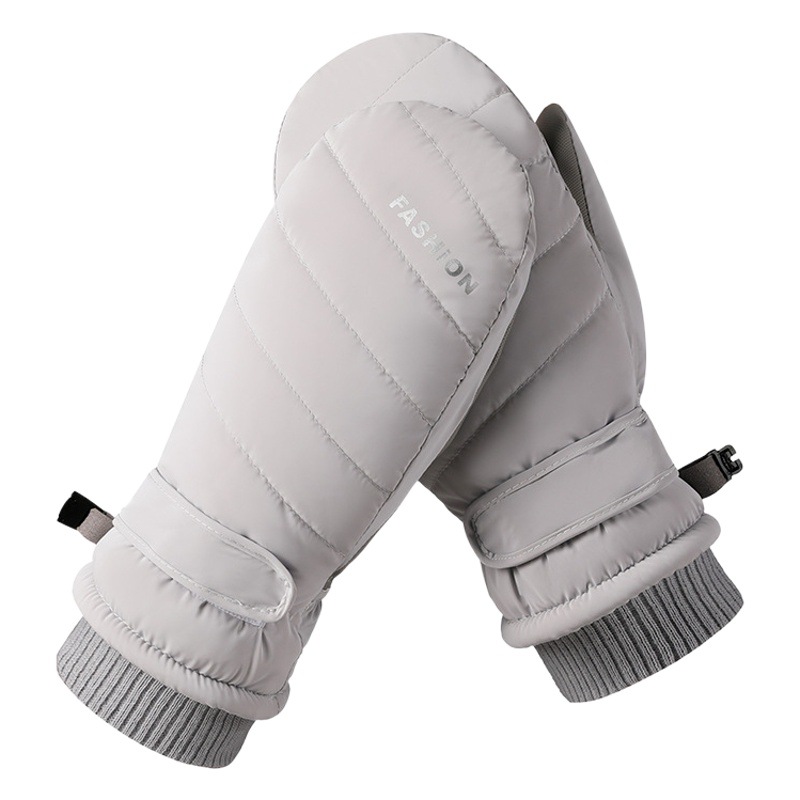 Guantes de esquí de las mujeres de invierno cálido forro de lana gruesa impermeable al aire libre equitación coche eléctrico a prueba de frío Dedo de conexión