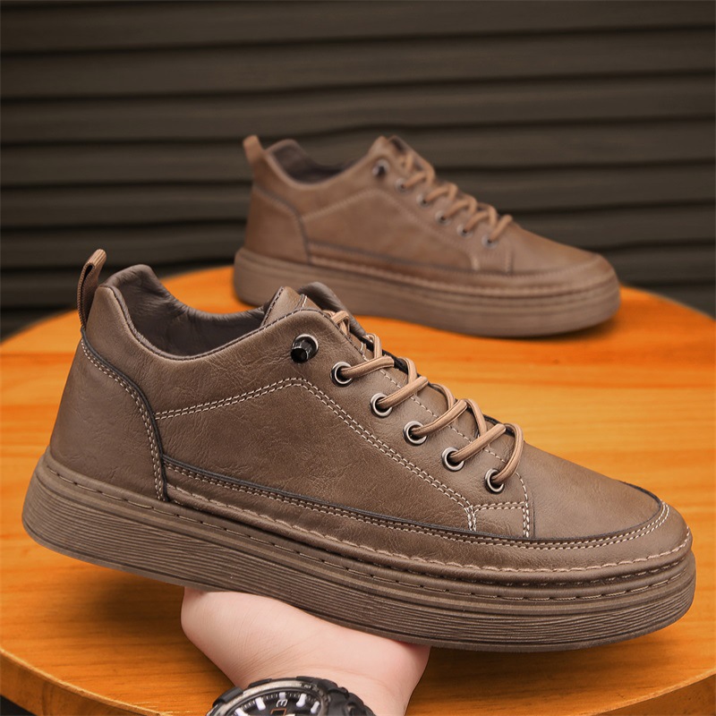 Business 2024 Men's Spring New Black Panel Kitchen Special Waterproof and Anti slip Casual Leather Shoes_voghion.com