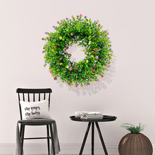 美式仿真七彩尤加利茶花花环春夏季圣诞节感恩节庭院门栏壁挂装饰