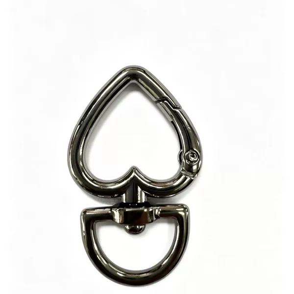 F2 In-Stock Electroplated Polished Zinc Alloy Heart-Shaped Spring Ring Luggage Accessories Rotating Heart-Shaped Keychain Hardware Accessories