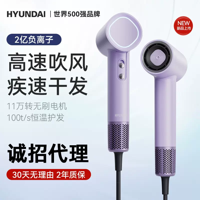 HYUNDAI大功率吹高速电吹风机家用吹风筒负离子恒温便携礼品批发