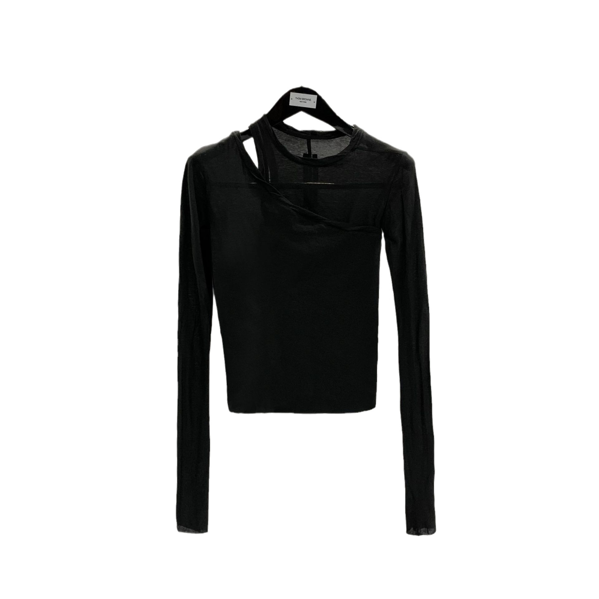SUBHUMAN Yi Mengling de mujer de doble capa que basa la tela delgada cómoda de punto camisa de manga larga de la camiseta