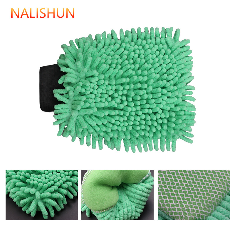Guantes de lavado de coches lana impermeable cepillo de mano coche esponja chenille coral Velvet car wash shop especial oso Palma trapo