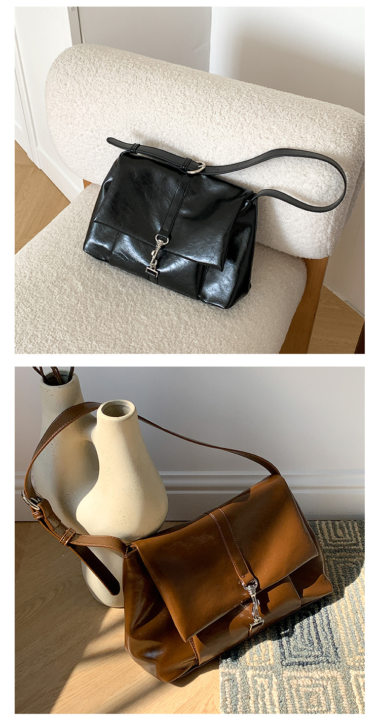 Nuova borsa a tracolla in morbida pelle PU per donna, versatile, grande capacità, con nicchia sottobraccio, fibbia a gancio con patta,_voghion.com