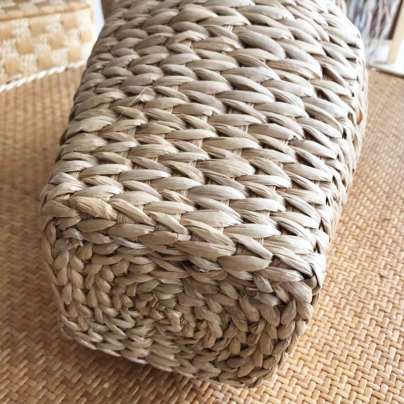 Cesta decorativa tejida de hierba estilo nórdico para flores secas y sala de estar