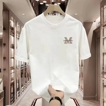 美式痞帅纯棉短袖T恤男女款夏季ins潮牌街头宽松圆领五分袖打底衫