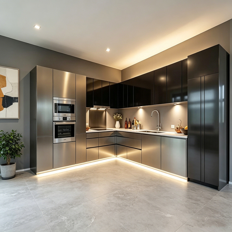 Foreign Trade Stainless Steel Cabinets, Simple Italian-Style Kitchen, Modern Villa Stainless Steel Kitchen Cabinets, Whole House Furniture Manufacturer Foreign Trade Stainless Steel Cabinets, Simple Italian-Style Kitchen, Modern Villa Stainless Steel Kitchen Cabinets, Whole House Furniture Manufacturer