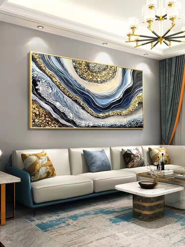 Modern high-end diamond-embedded porcelain art panel for entrance hall, foyer, and corridor—decorative living room sofa mural available in both landscape and portrait hanging styles.