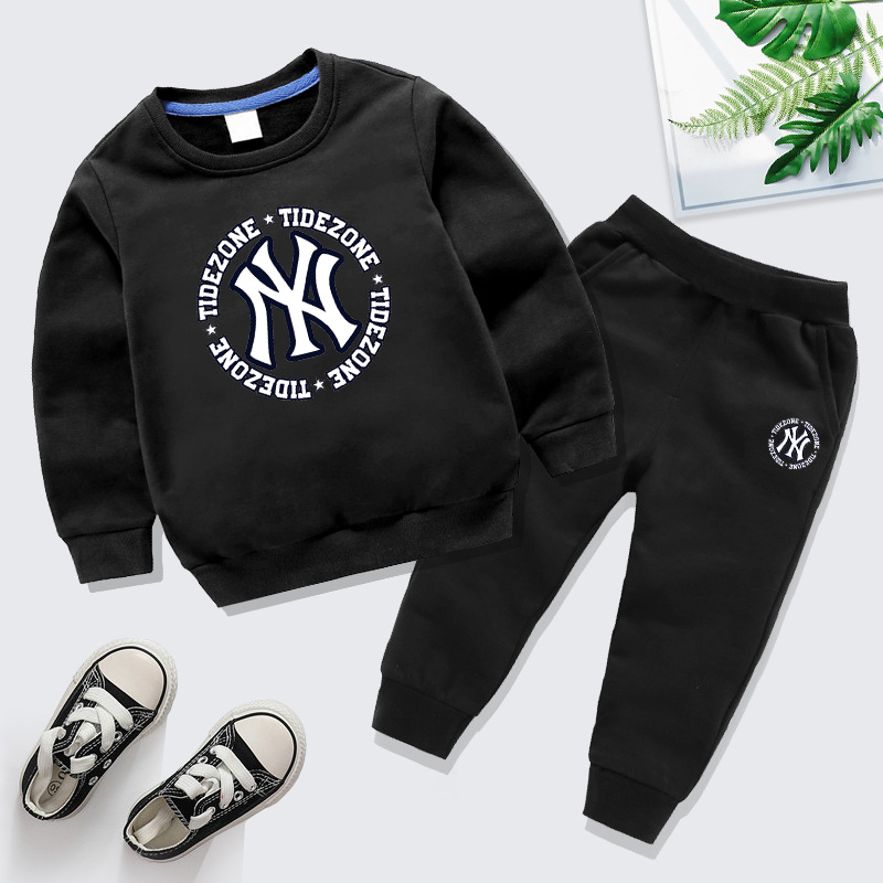 黑色上黑下NY卫衣套装