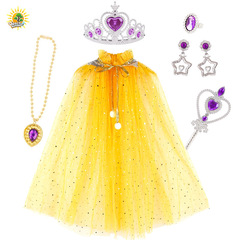 Princess Dress, Magic Wand, Crown, Girls' Costume, Ice Queen Necklace, Earrings, Rings for Children