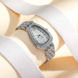厂家热销蛇形满天星钢带女表满钻合金腕表女士百搭石英手表