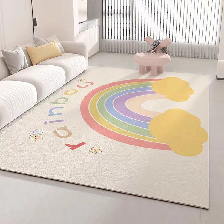 Simple style erasable washable leather floor mat home living room carpet fully covered children's room stain-resistant easy to care climbing mat