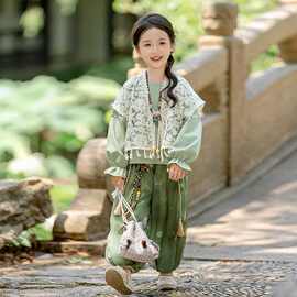 女童新款宋制汉服古风套装春秋款超仙中国风洋气唐装民族风三件套