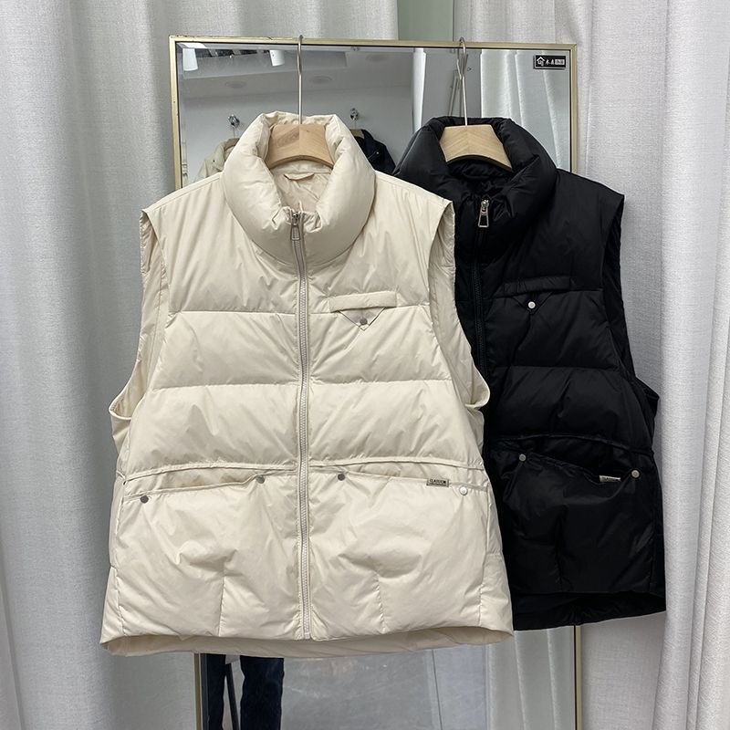 Abajo Chaleco de algodón para las mujeres 2023 Otoño e Invierno Nuevo suelta adelgazante versátil chaleco sin mangas remache espesado chaleco abrigo