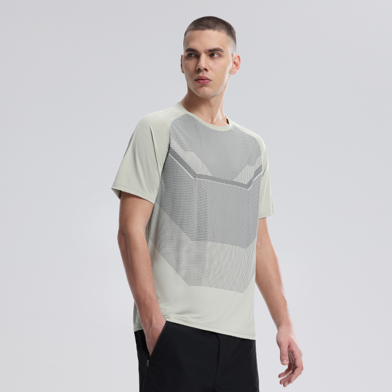 Comercio exterior transfronterizo de hombres al aire libre impresión digital camiseta ligera transpirable hombre cuello redondo secado rápido mangas cortas