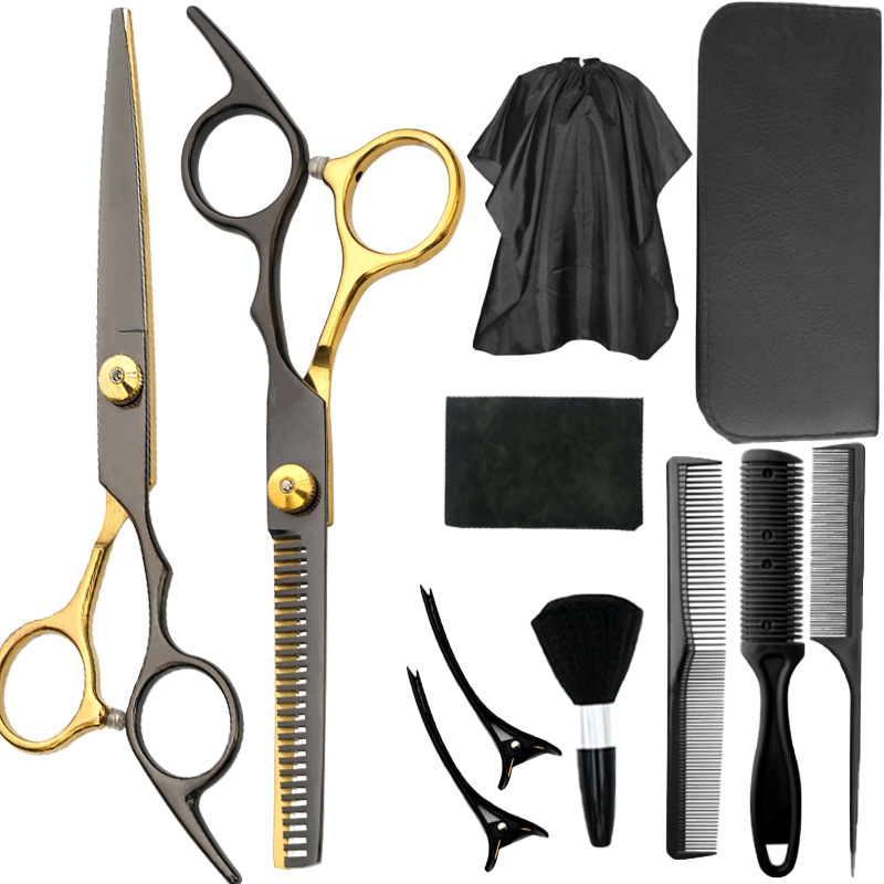 Fábrica al por mayor de 6 pulgadas tijeras de pelo profesional estilista de pelo tijeras de peluquería corte de pelo tijeras planas tijeras de dientes finos traje