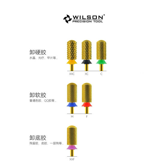 WILSON Huireshun Straight Barrel Slight Head Titanium Plating Five-in-One Sanding Head Tool Nail Art Nail Polish Remover Glue Phototherapy Glue