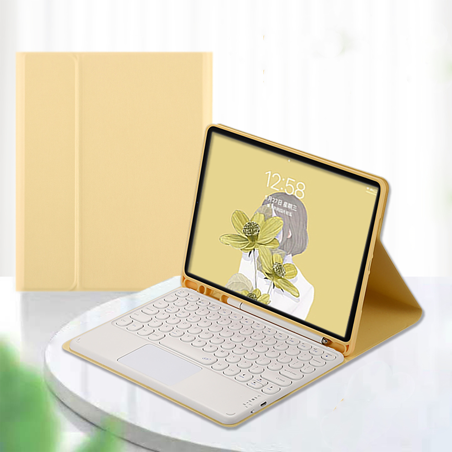 iPad 蓝牙 键盘 带笔槽 平板 皮套 全包 防摔 无线