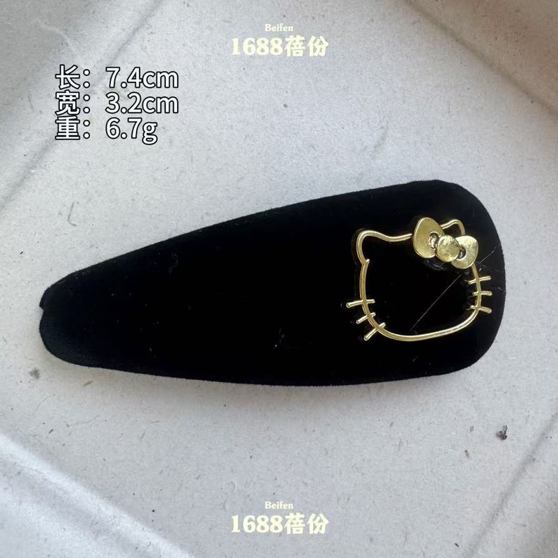 韩版时尚精致镂空猫头丝绒掰掰夹ins简约高级感碎发夹侧边夹无痕|undefined