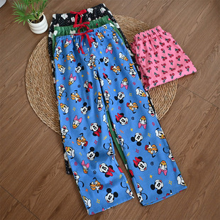Cartoon Pure Cotton Flannel Pajamas for Women, Spring & Fall Brushed Loose Pants, Comfortable Home Pants That Can Be Worn Outside