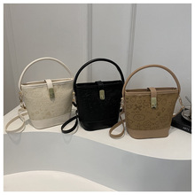 潮流时尚可爱单肩印花包女2024新款法式优雅单肩包今年流行水桶包