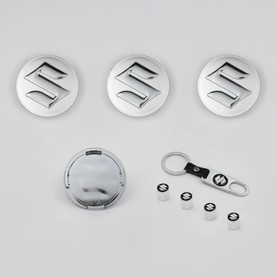 Suitable for Suzuki Wheel Hub Caps for New Sx4, Swift, Ignis, Alto, and Vitara Car Tire Center Caps (Hub cover) - 58mm-silver-pack-of-four