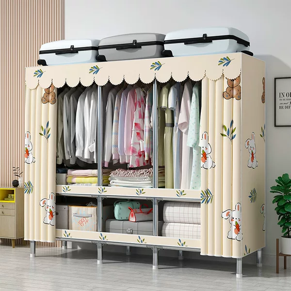 Simple wardrobe thickened reinforced cloth wardrobe dormitory modern simple durable wardrobe home bedroom storage hanging wardrobe