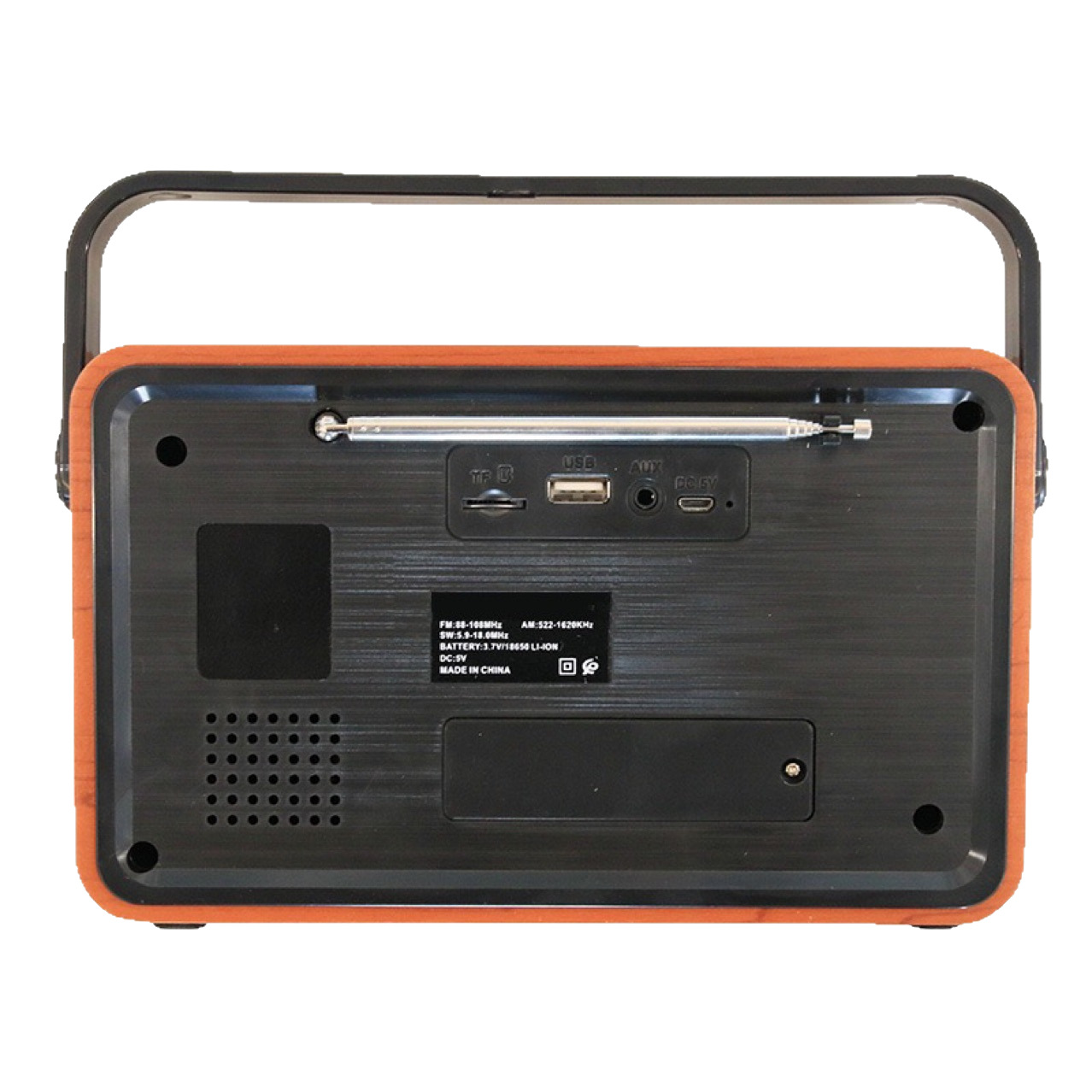 Los fabricantes venden tarjetas portátiles multibanda de grano de madera retro, radio con linterna recargable Bluetooth de alta calidad