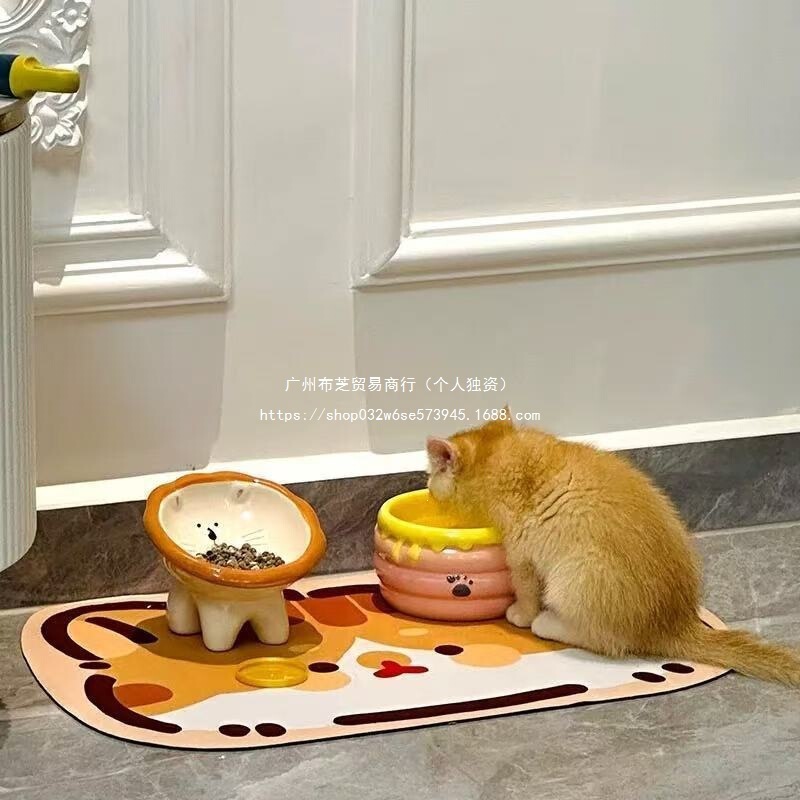 Cat bowl, ceramic cat bowl, dog food bowl, angled design to prevent black chin, anti-tip design, cute cat bowl, protects the cervical spine, suitable for tabletop use Cat bowl, ceramic cat bowl, dog food bowl, angled design to prevent black chin, anti-tip design, cute cat bowl, protects the cervical spine, suitable for tabletop use