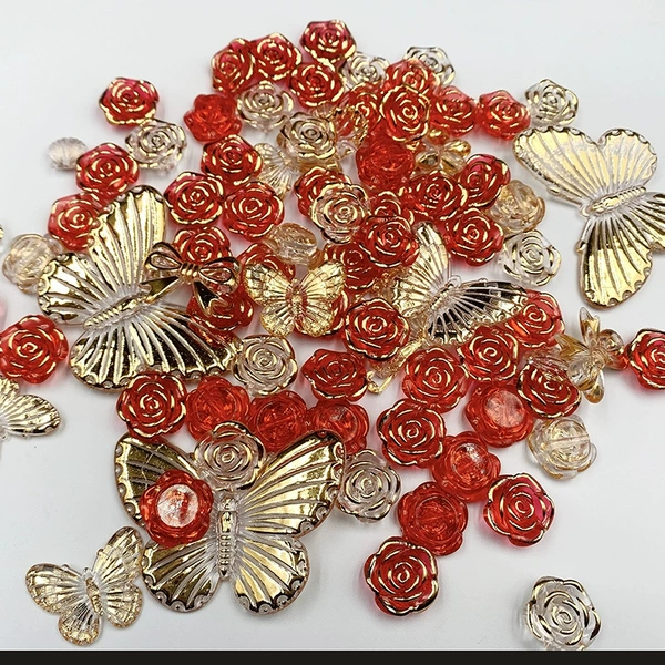 Transparent red gold mixed style