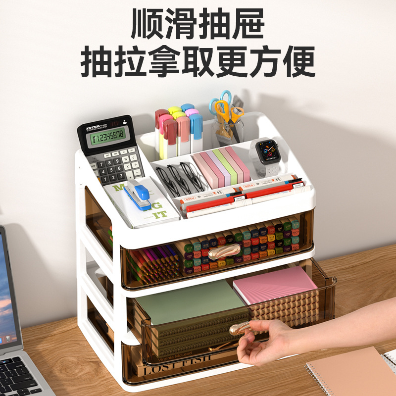 Caja de almacenamiento transparente de escritorio tipo cajón escritorio de oficina ordenar artefactos cosméticos estante caja de armario