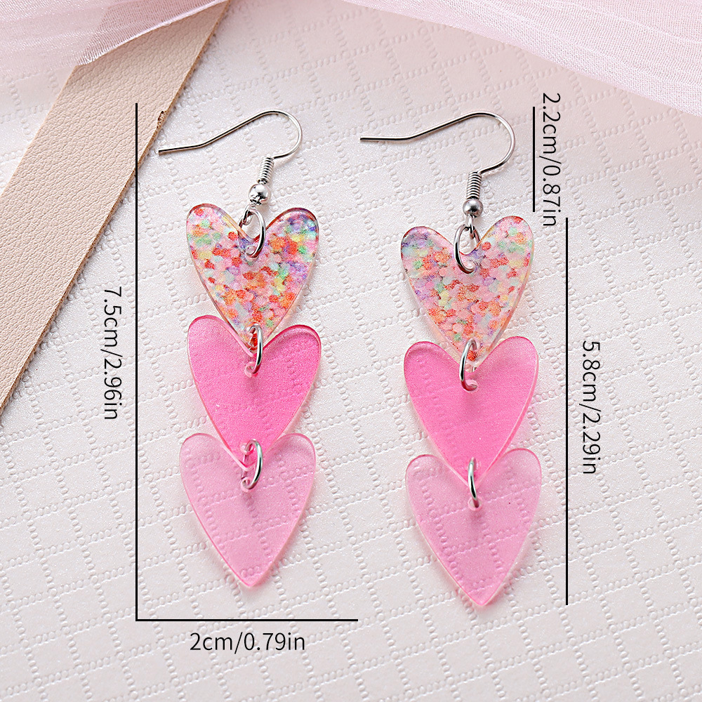 Drop Earrings Classification 1 Pair Quantity Holiday, Banquet Occasion Acrylic Material 1 Pair Elegant Lady Romantic Heart Shape Arylic Drop Earrings