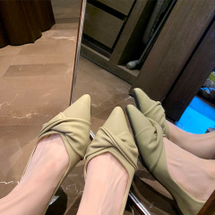 葡萄媽Studiolee 夏款氣質百搭簡約扭結面尖頭淺口平底通勤單鞋女