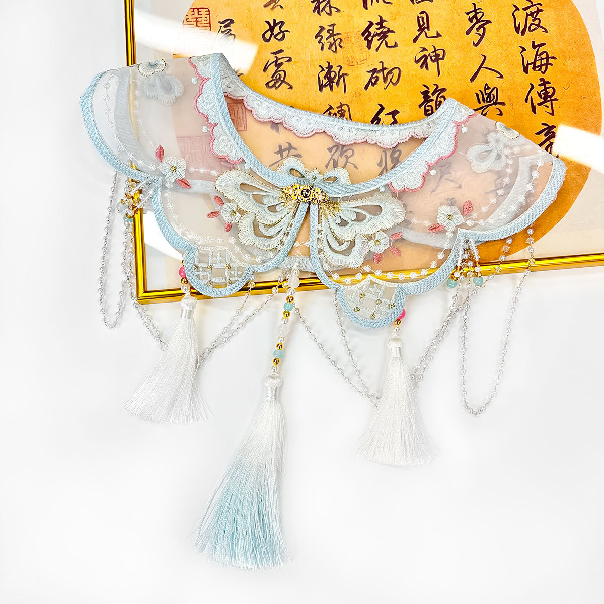 Oganza industria pesada accesorios de ropa china falso cuello mariposa bordado lindo pequeño chal decoración collar hombro nube al por mayor image 8