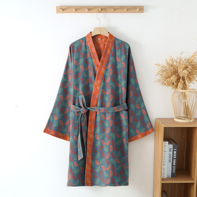 Algodón de doble capa de hilo pijamas ropa para el hogar bata de baño gasa suave agradable a la piel pareja Camisón de algodón Ropa para el hogar de las mujeres