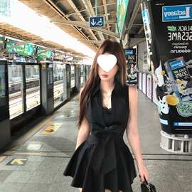 黑色辣妹收腰蕾丝连衣裙女夏季纯欲风裙子图片色薄纱修身型有吊牌