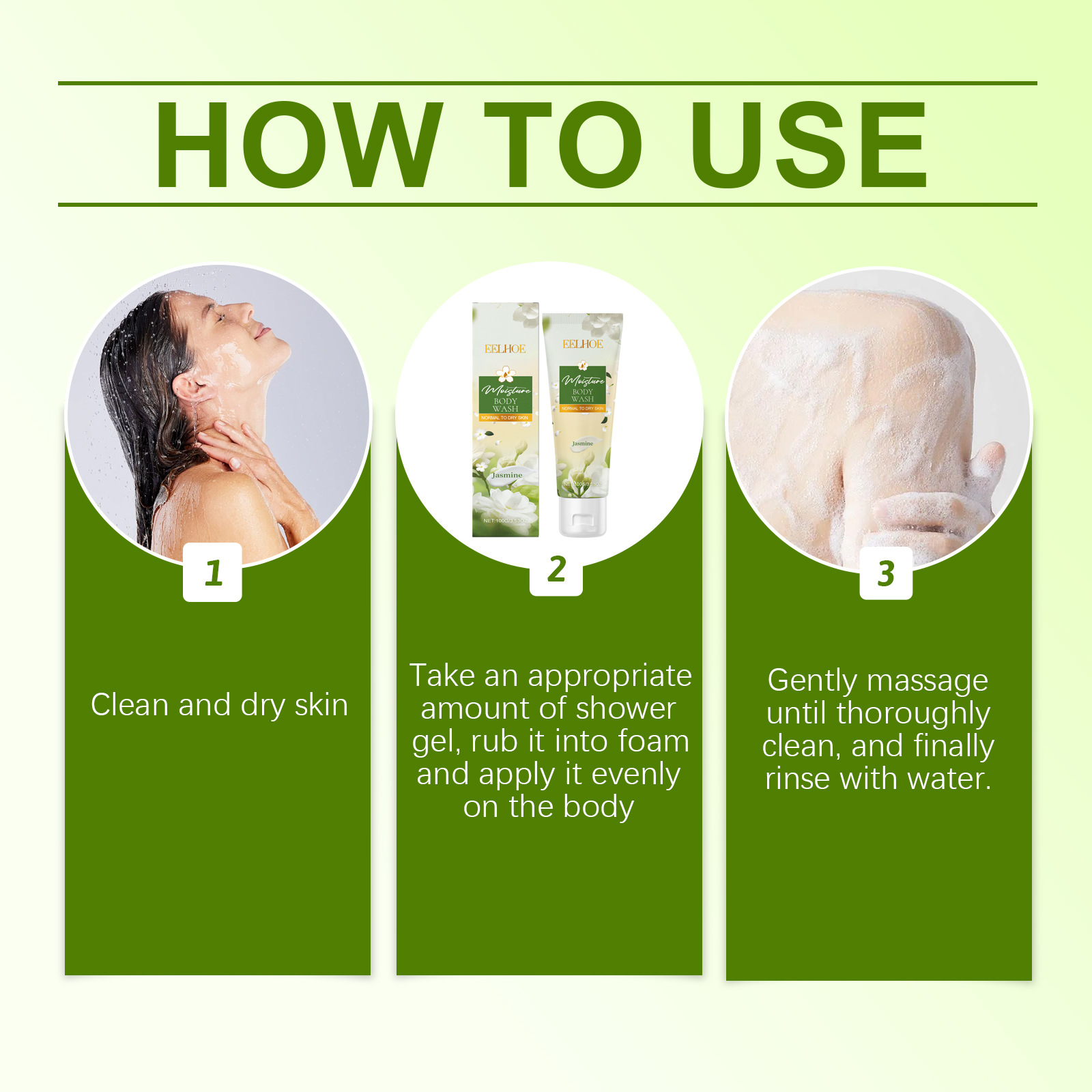 Jasmine hidratantni pomlađujući gel za tuširanje, nježno čišćenje kože tijela, glatki hidratantni mirisni gel za tuširanje_voghion.com