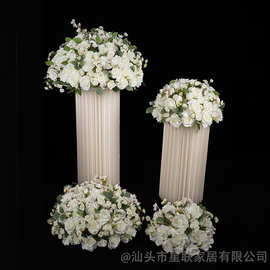 奶白色仿真花球舞台婚礼人造玫瑰装饰桌花摄影商场餐桌道具花束