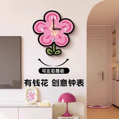 リッチフラワーウォッチ壁掛け時計リビングルーム2025新しい大きな白い壁装飾絵画玄関パーソナライズされたクリエイティブファッション壁掛け絵画
