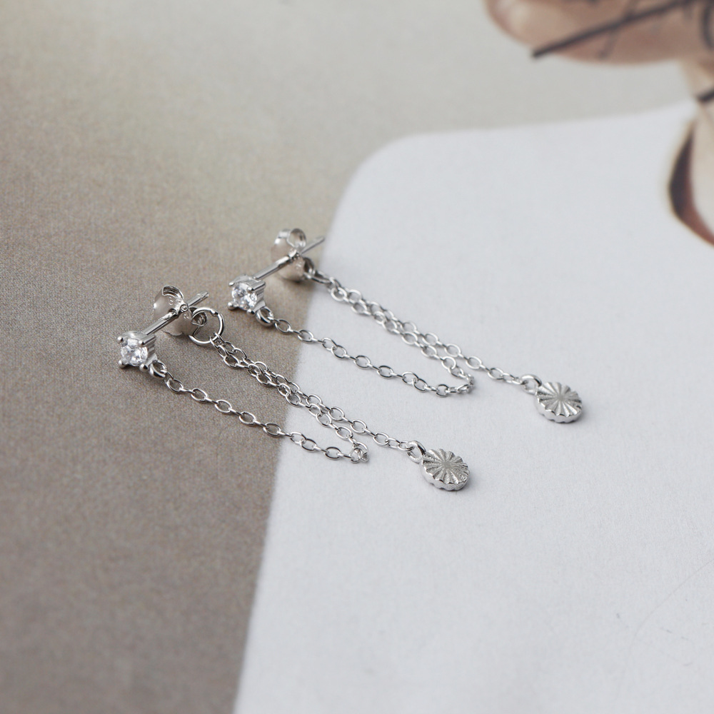 Fashion Geometric Sterling Silver Plating Rhinestones Drop Earrings 1 Pair