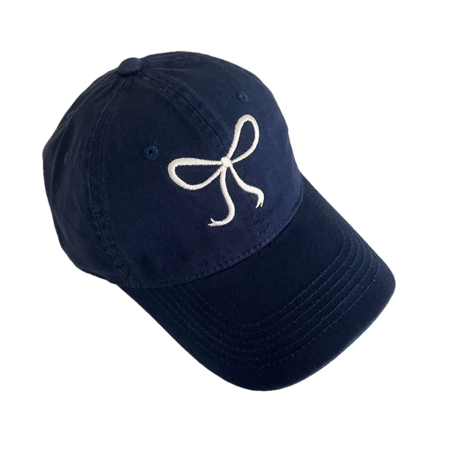 Quality retro cute baseball cap with bow, with embroidery