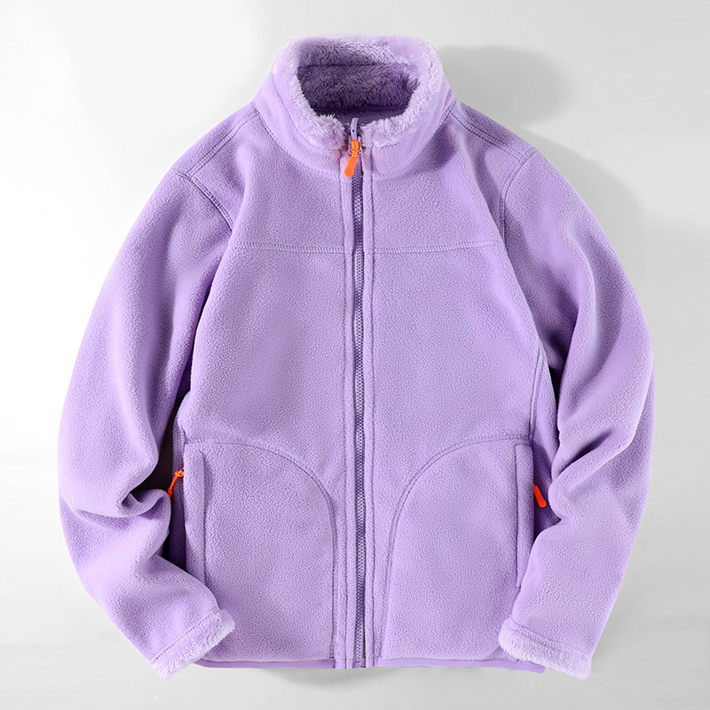 Doble cara para uso de pareja al aire libre chaqueta de terciopelo para hombres y mujeres otoño y invierno más terciopelo grueso abrigo de terciopelo de coral cálido chaqueta de terciopelo de grano agitado