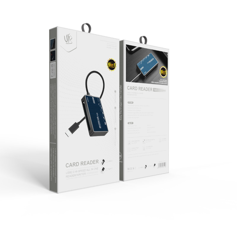 Ventas de la fábrica modelo privado lector de tarjetas USB2.0 HDHC teléfono móvil tarjeta de memoria de alta velocidad caja de contraseña seis en uno lector de tarjetas CF