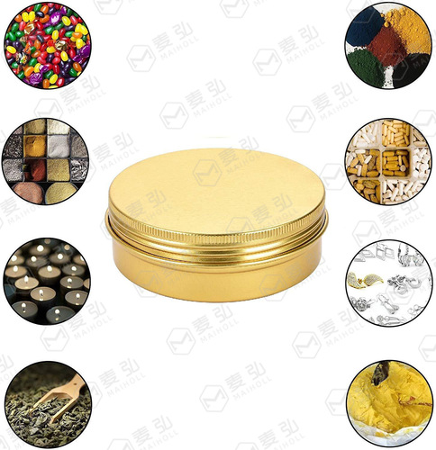 5ml-250ml aluminum box, 10g aluminum can, golden round threaded aluminum box, tea hair wax metal aluminum can