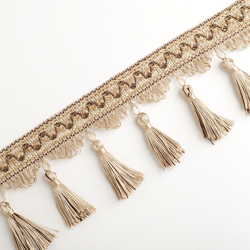 Tassel Lace Home Textile Door Curtain Single Color Wavy Edge Curtain Tassel Tassel