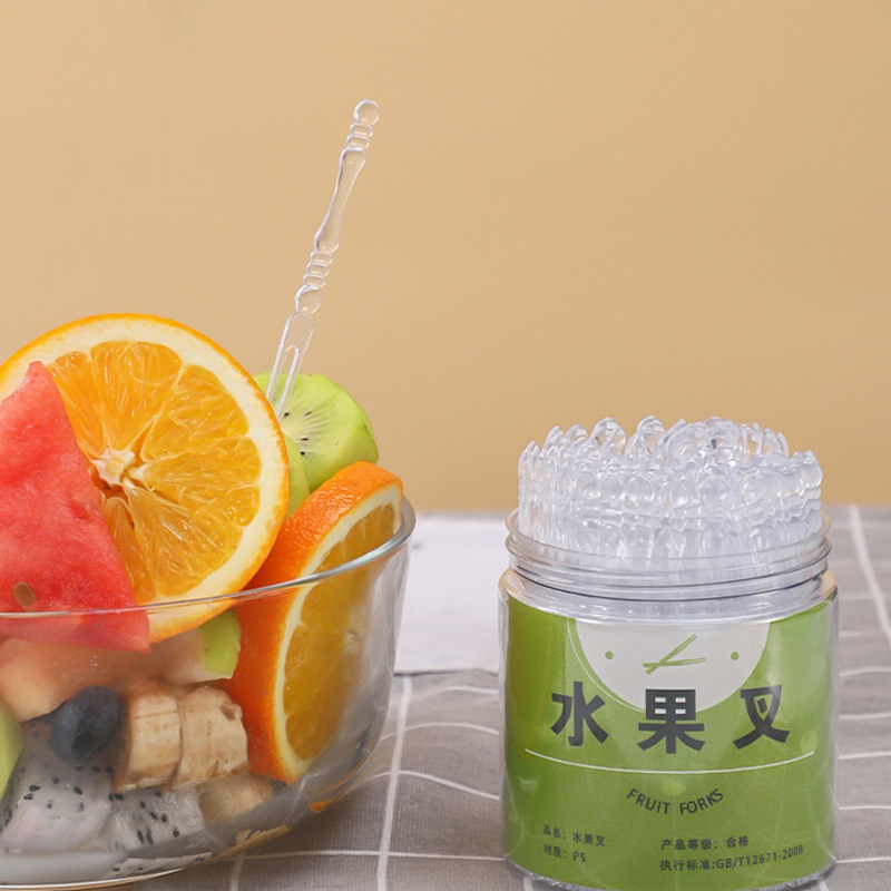 tenedor de fruta tenedor desechable tenedor de frutas tenedor de almacenamiento portátil transparente grosado tenedor doméstico comercial de grado alimenticio