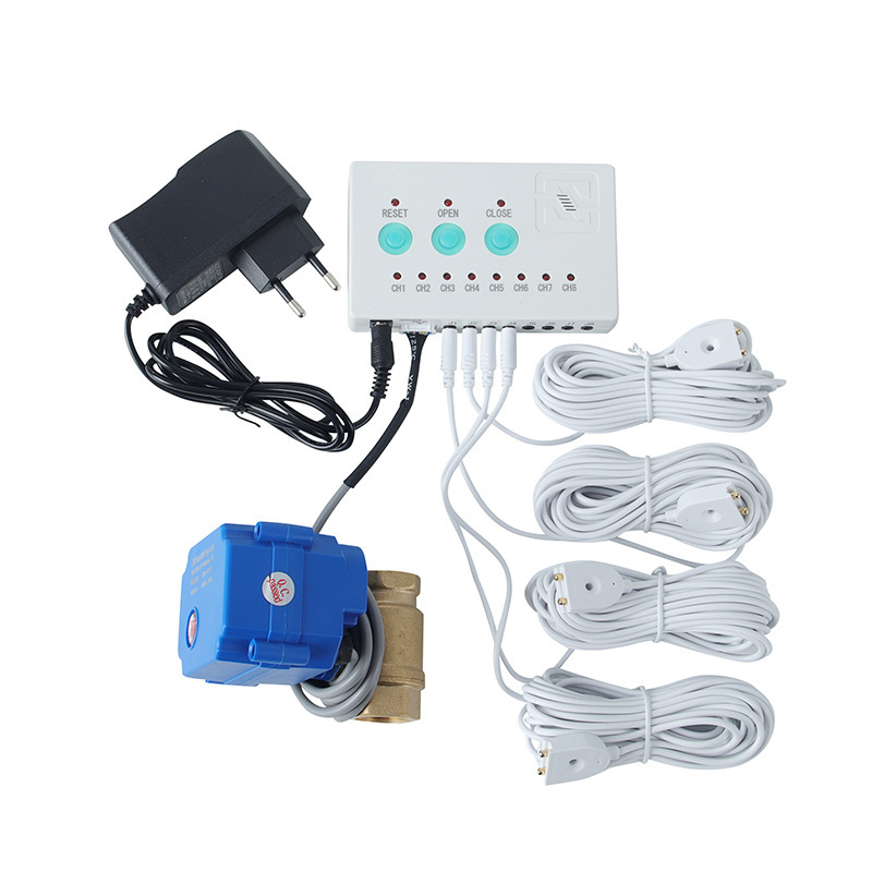 Industrial-Grade Water Leakage Alarm Device with Sensitive Water Immersion Sensor, Main Unit Linked with Water Valve Shut-Off, On-Site Sound and Light Alarm Industrial-Grade Water Leakage Alarm Device with Sensitive Water Immersion Sensor, Main Unit Linked with Water Valve Shut-Off, On-Site Sound and Light Alarm