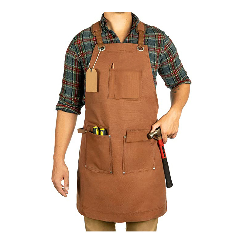 Comercio exterior delantal de lona gruesa carpintería electricista mecánico cafetería ropa de trabajo hogar barbacoa cocina delantal al por mayor