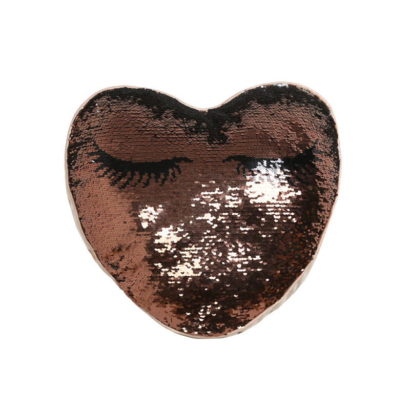 Europa y América nueva almohada de lentejuelas de poliéster pestañas en forma de corazón almohada con núcleo sala de estar sofá modelo hogar almohada decorativa