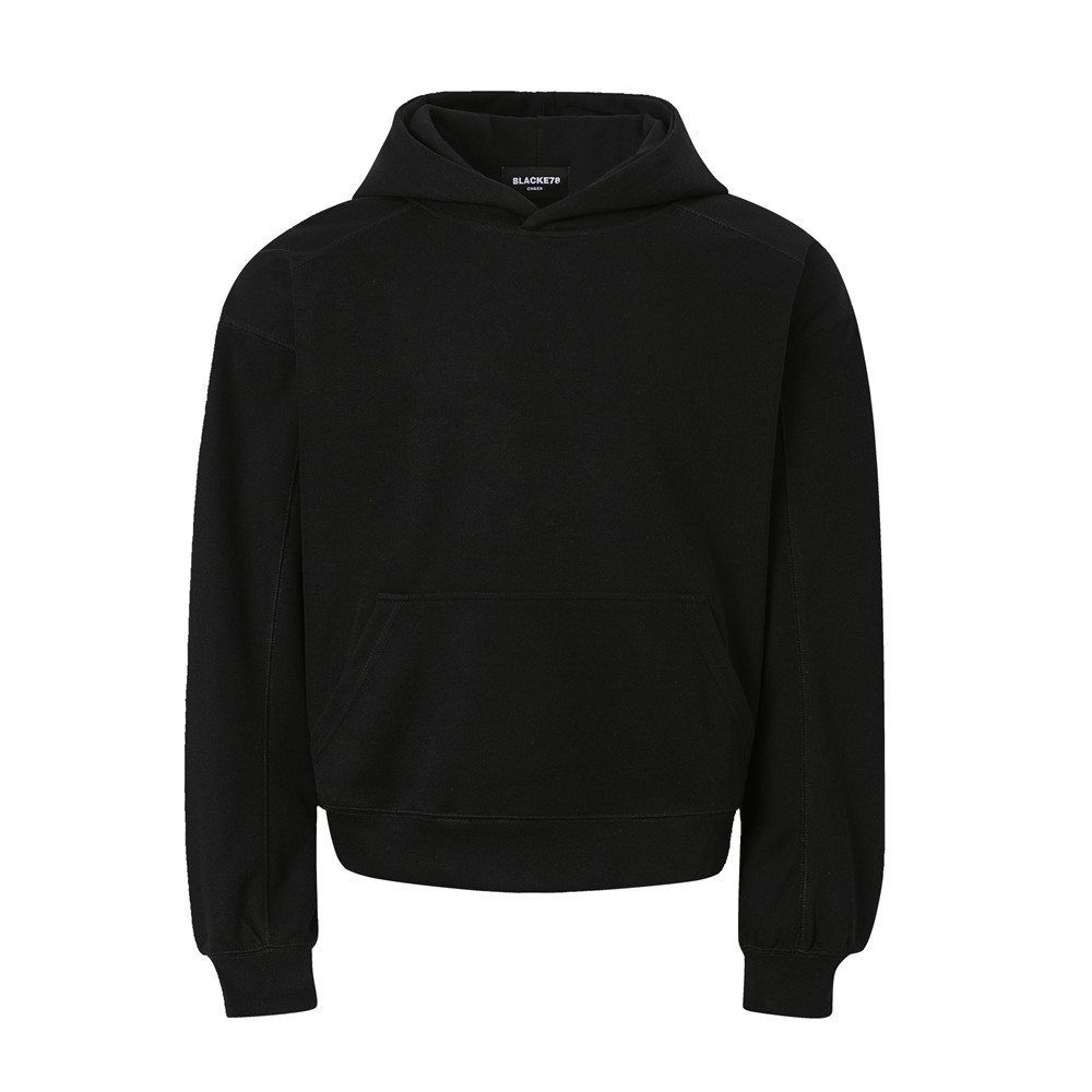 Pullover-Hoodie im amerikanischen Stil, schlicht, einfarbig, trendiger Herrenlook, vielseitiges, lockeres Freizeit-Sweatshirt für Herbst und Winter_voghion.com